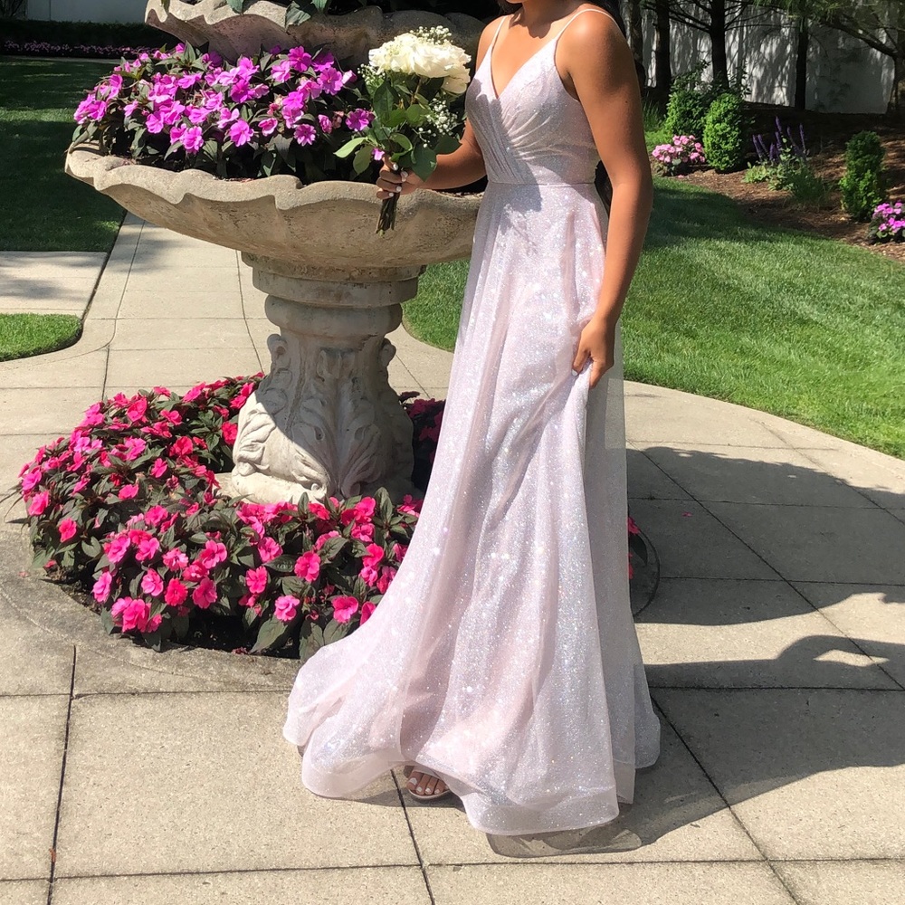 Prom dress sparkly silver and a little light pink